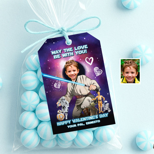 Jedi Valentines tags with child as the star, Star Wars Valentine themed cards. 2408