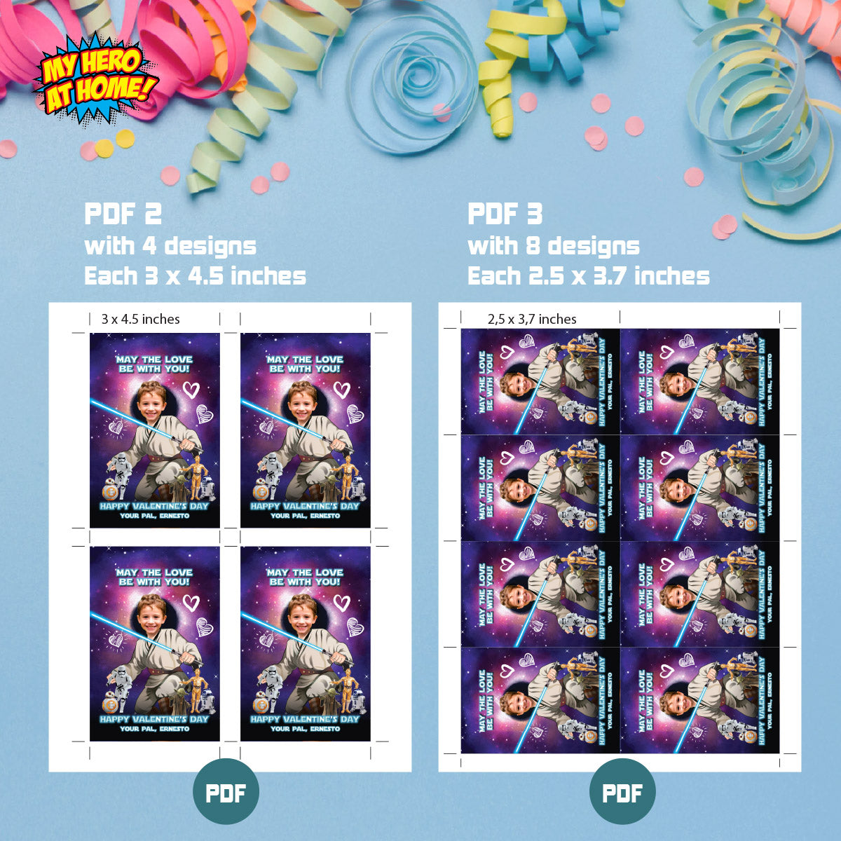 Jedi Valentines tags with child as the star, Star Wars Valentine themed cards. 2408