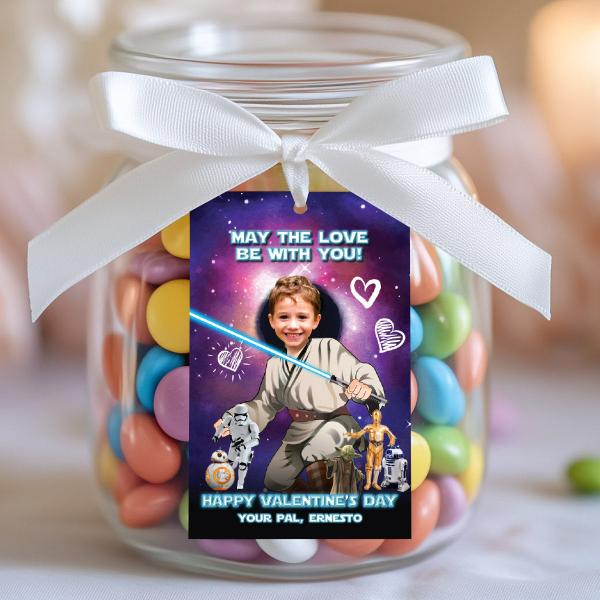 Jedi Valentines tags with child as the star, Star Wars Valentine themed cards. 2408