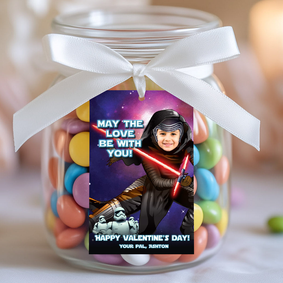 Kylo Ren Valentines tags with child as the star, Star Wars Valentine themed cards. 2412