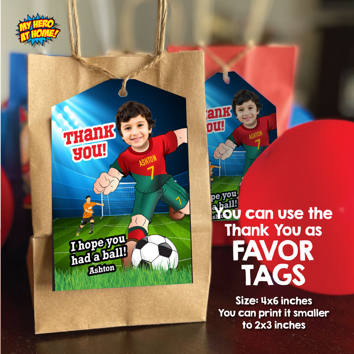 Personalized bundle for a Portugal soccer themed birthday Party with kid as Ronaldo. 2413B2