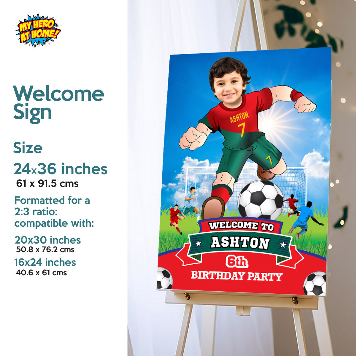Personalized bundle for a Portugal soccer themed birthday Party with kid as Ronaldo. 2413B2