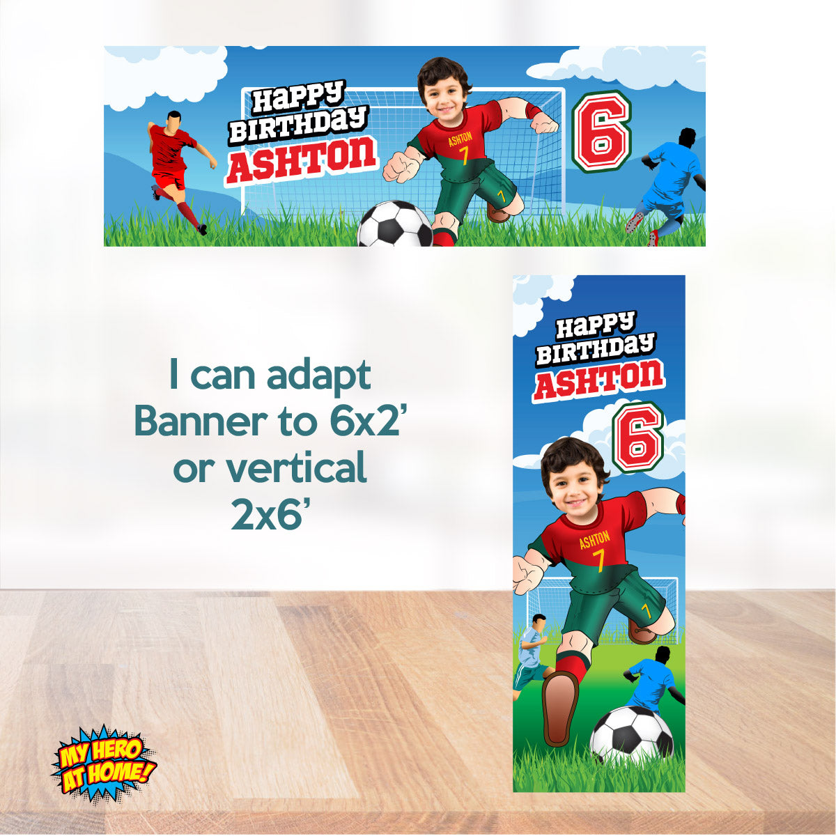 Custom Ronaldo Soccer party Bundle with photo, Ronaldo backdrop, cake topper, welcome sign. 2413B4