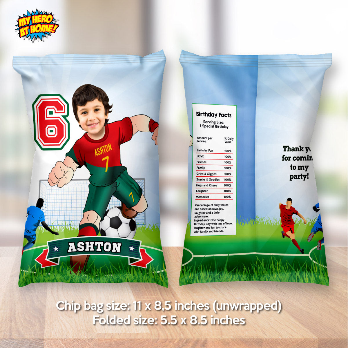 Portugal Soccer Ronaldo snacks bags labels, Portugal Chip Bag wrappers with kid as the MVP. 2413CB
