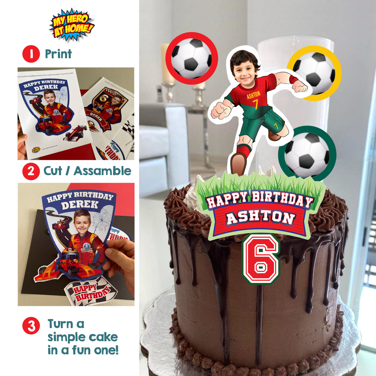 Printable Portugal Soccer Cake topper with your kid as Ronaldo. 2413CT