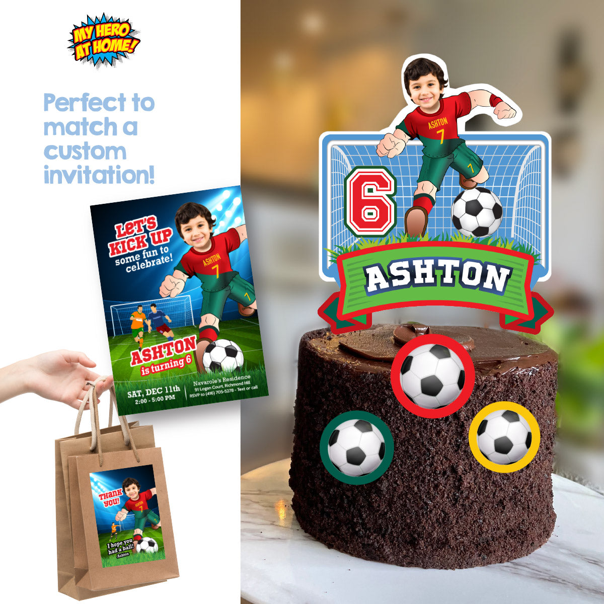 Printable Portugal Soccer Cake topper with your kid as Ronaldo. 2413CT