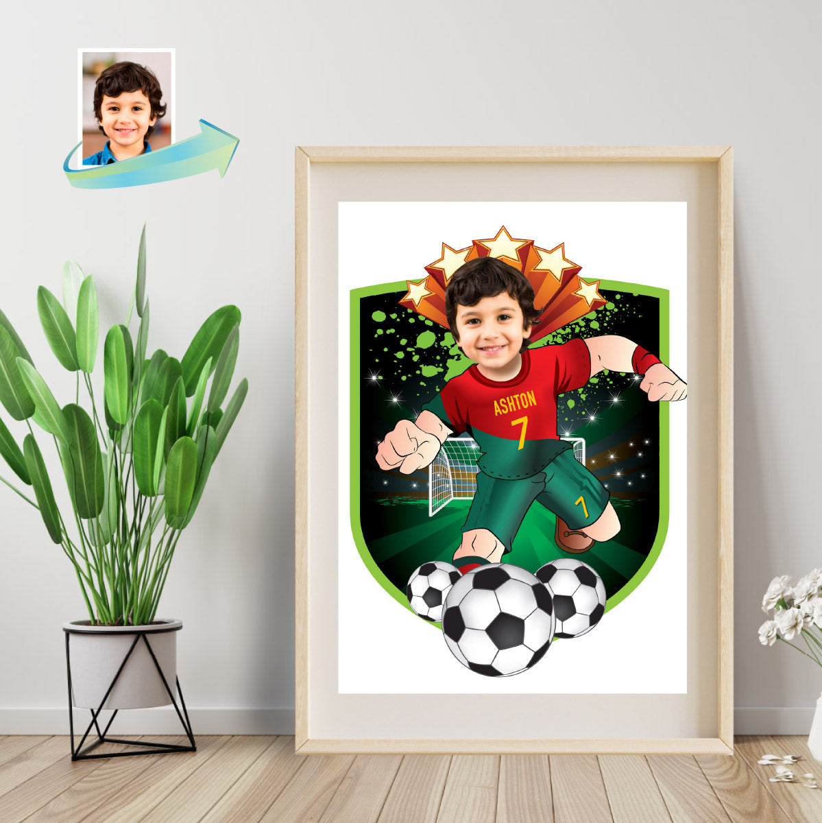 Personalized Ronaldo Portugal Futbol MVP Player Print with photo, Ronaldo Soccer gifts. 2413PS