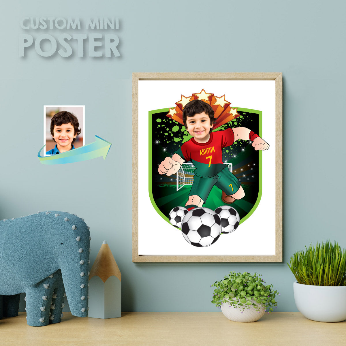 Personalized Ronaldo Portugal Futbol MVP Player Print with photo, Ronaldo Soccer gifts. 2413PS