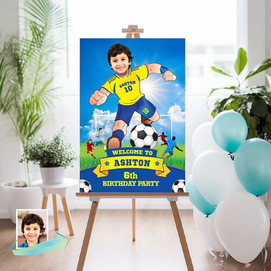 Custom Soccer Al Nassr Ronaldo Welcome Sign with kid as the star player. 2413WS2