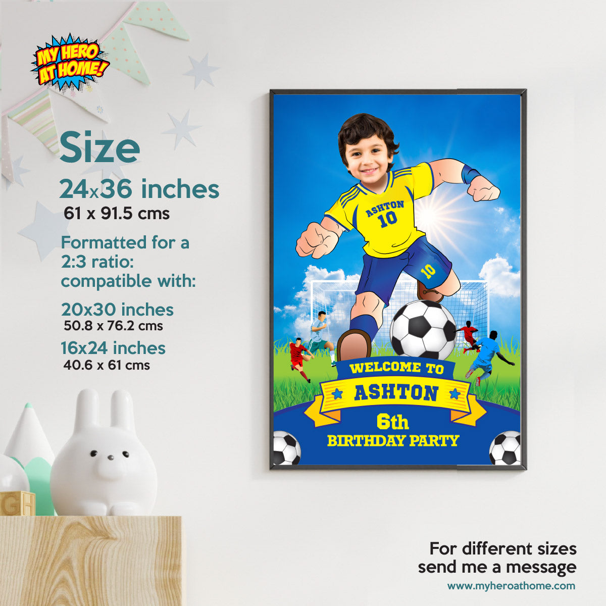Custom Soccer Al Nassr Ronaldo Welcome Sign with kid as the star player. 2413WS2
