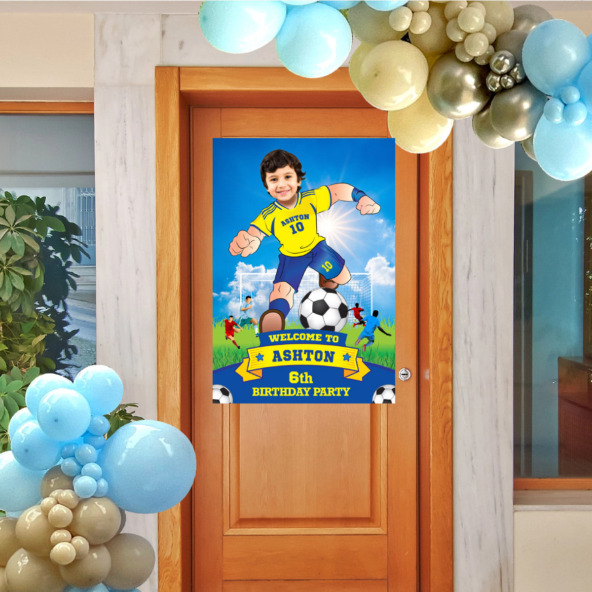 Custom Soccer Al Nassr Ronaldo Welcome Sign with kid as the star player. 2413WS2