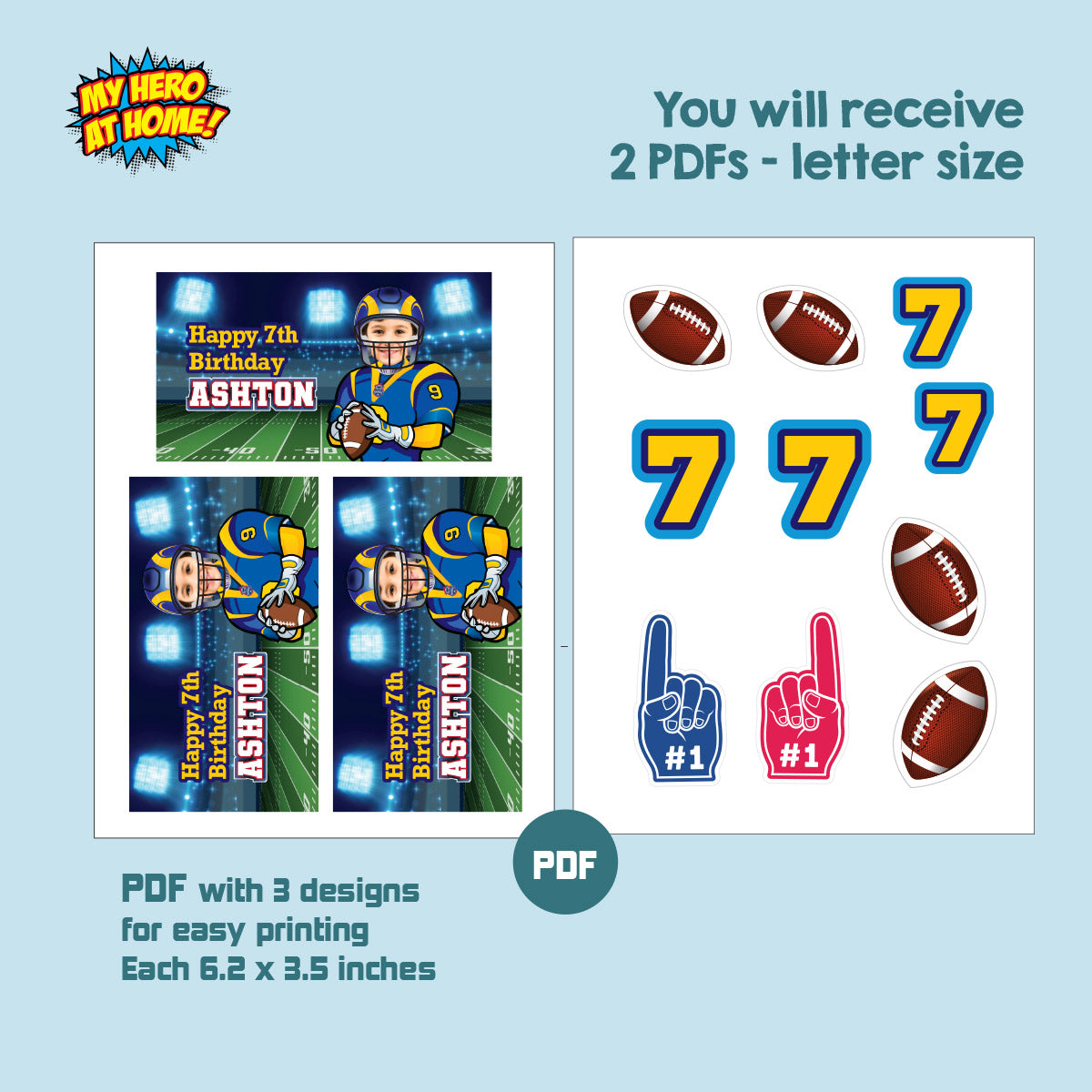 Custom Football Rams Gable box with photo, Gift boxes party favors themed Rams. 2415GB