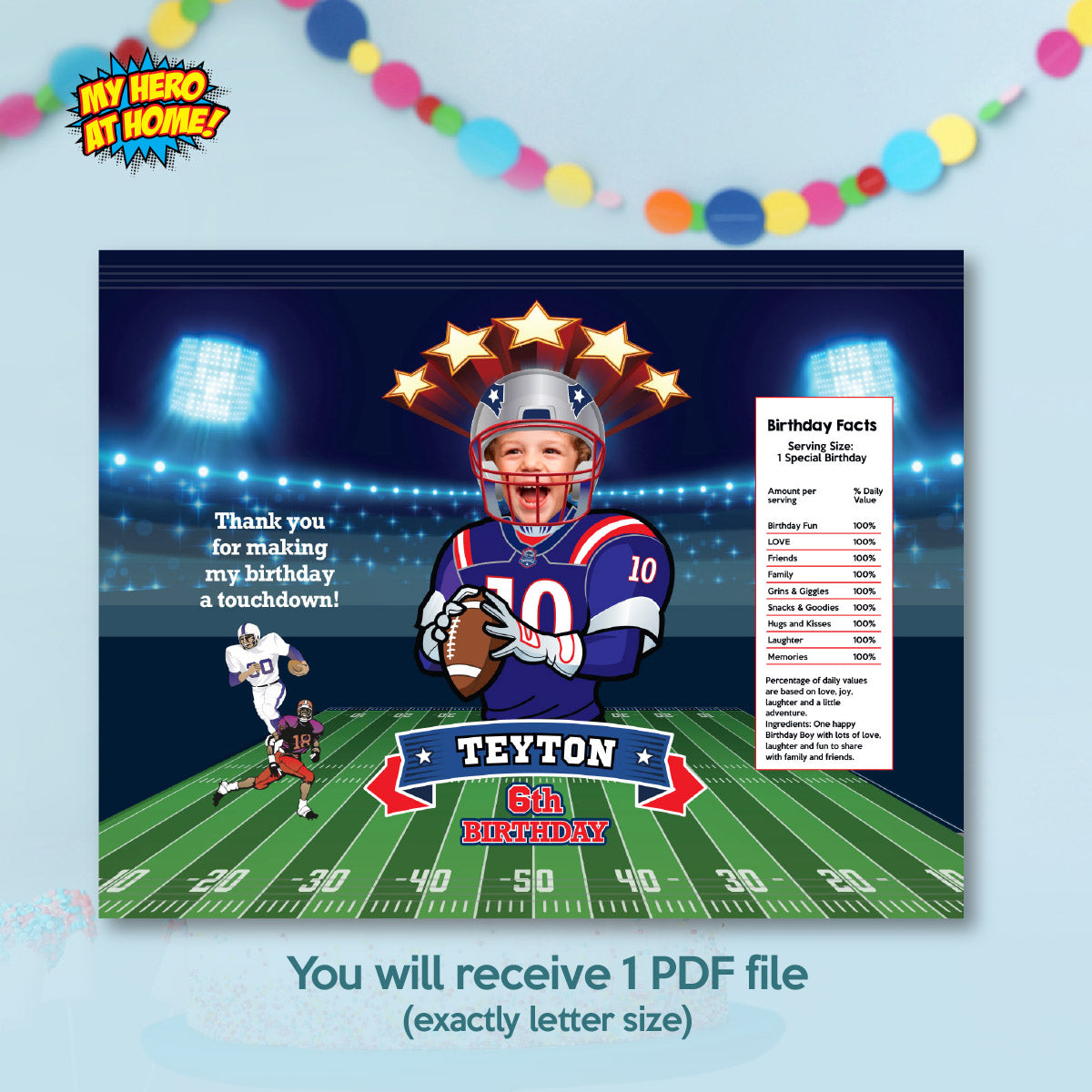 Football Patriots Chip Bag wrappers with photo, Patriots Snacks Bag labels. 2422CB