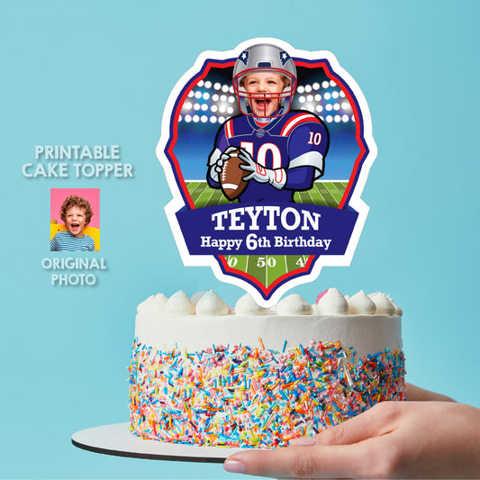 Football Patriots Cake topper with birthday kid as his favorite player. 2422CT
