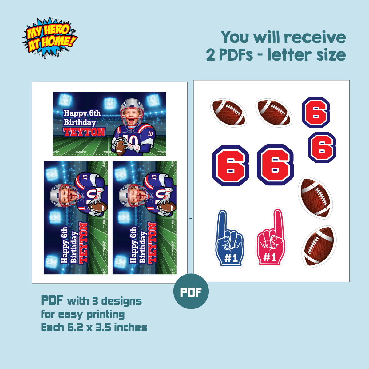 Custom Football Patriots Gable box with kid as the MVP (Gift boxes, party favors). 2422GB