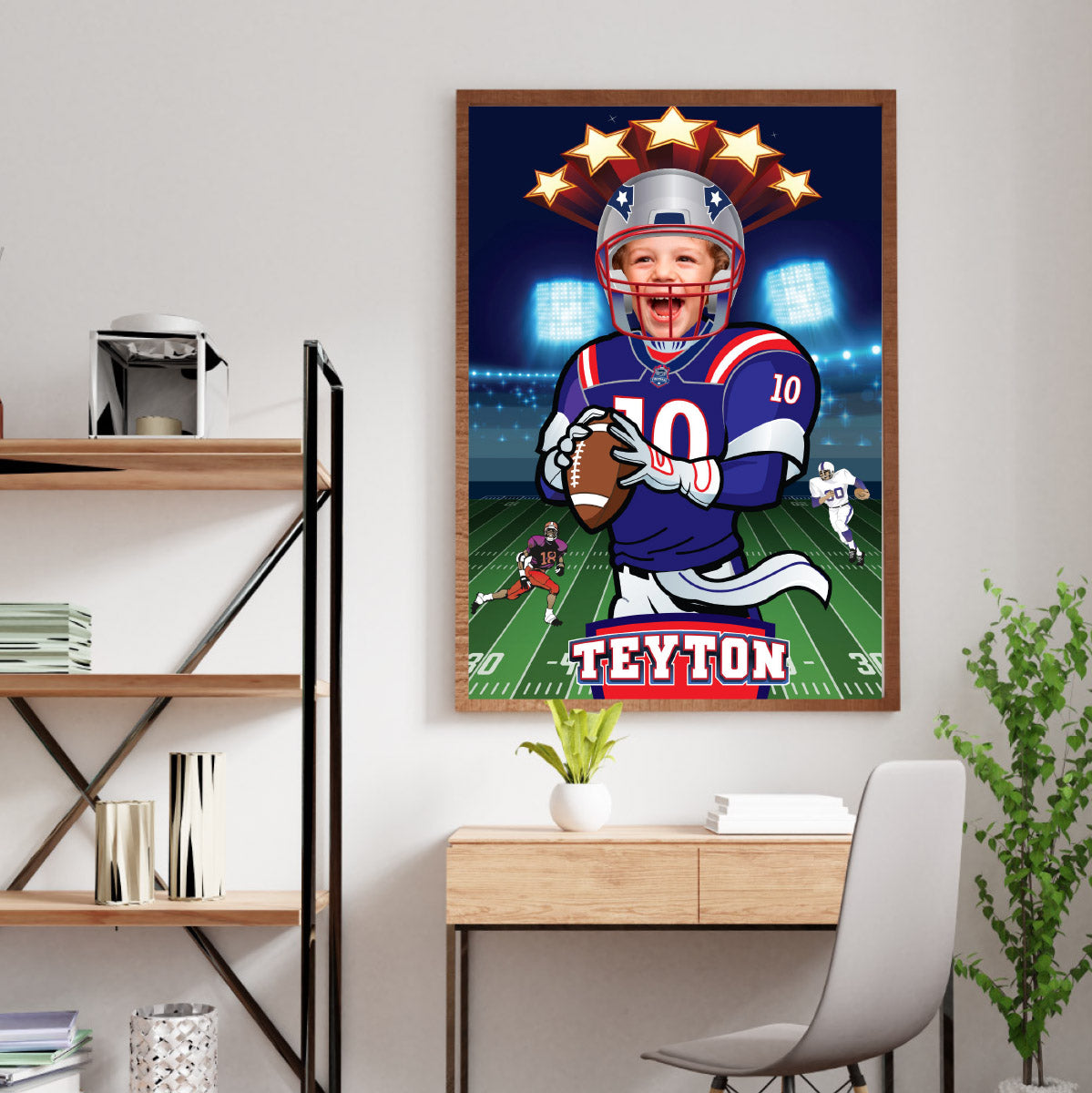 Printable Patriots kids gifts ideas with photo, Personalized Patriots poster with kid as player. 2422PG