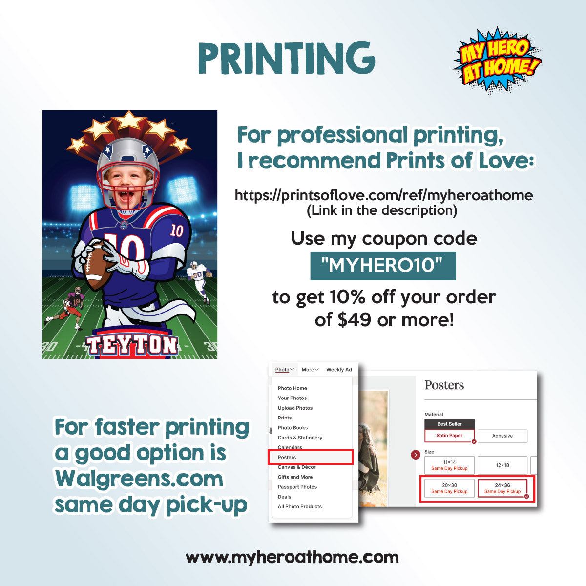 Printable Patriots kids gifts ideas with photo, Personalized Patriots poster with kid as player. 2422PG