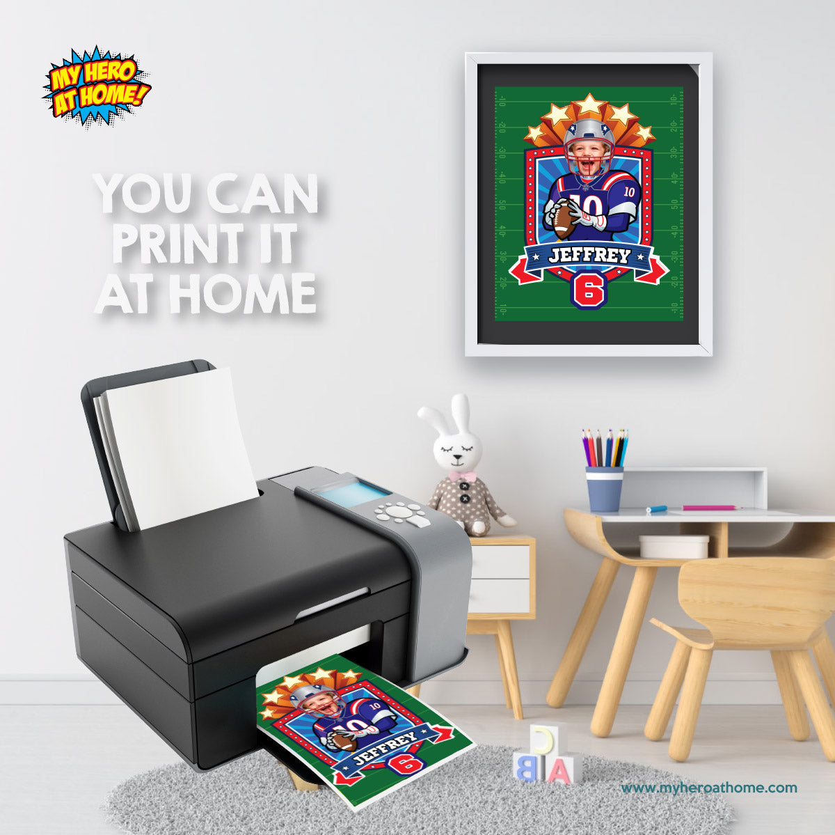 Custom Patriots Print with kid as favorite player, Personalized Patriots gifts with photo. 2422PS