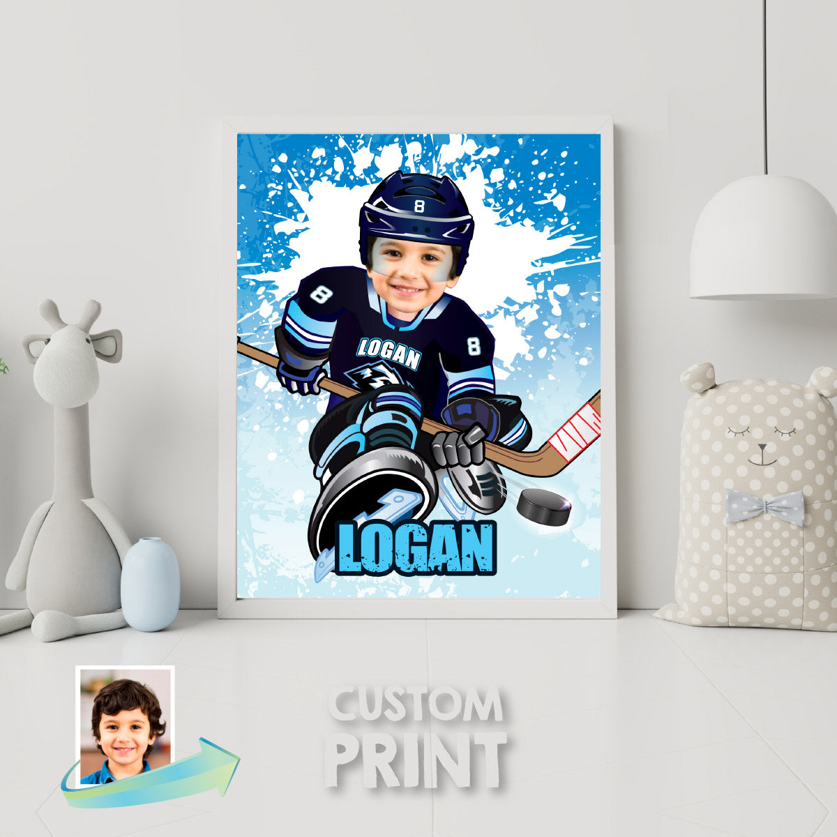 Hockey Utah Mammoth Print with kid as favorite player, Printable Hockey Personalized gifts  2431PS