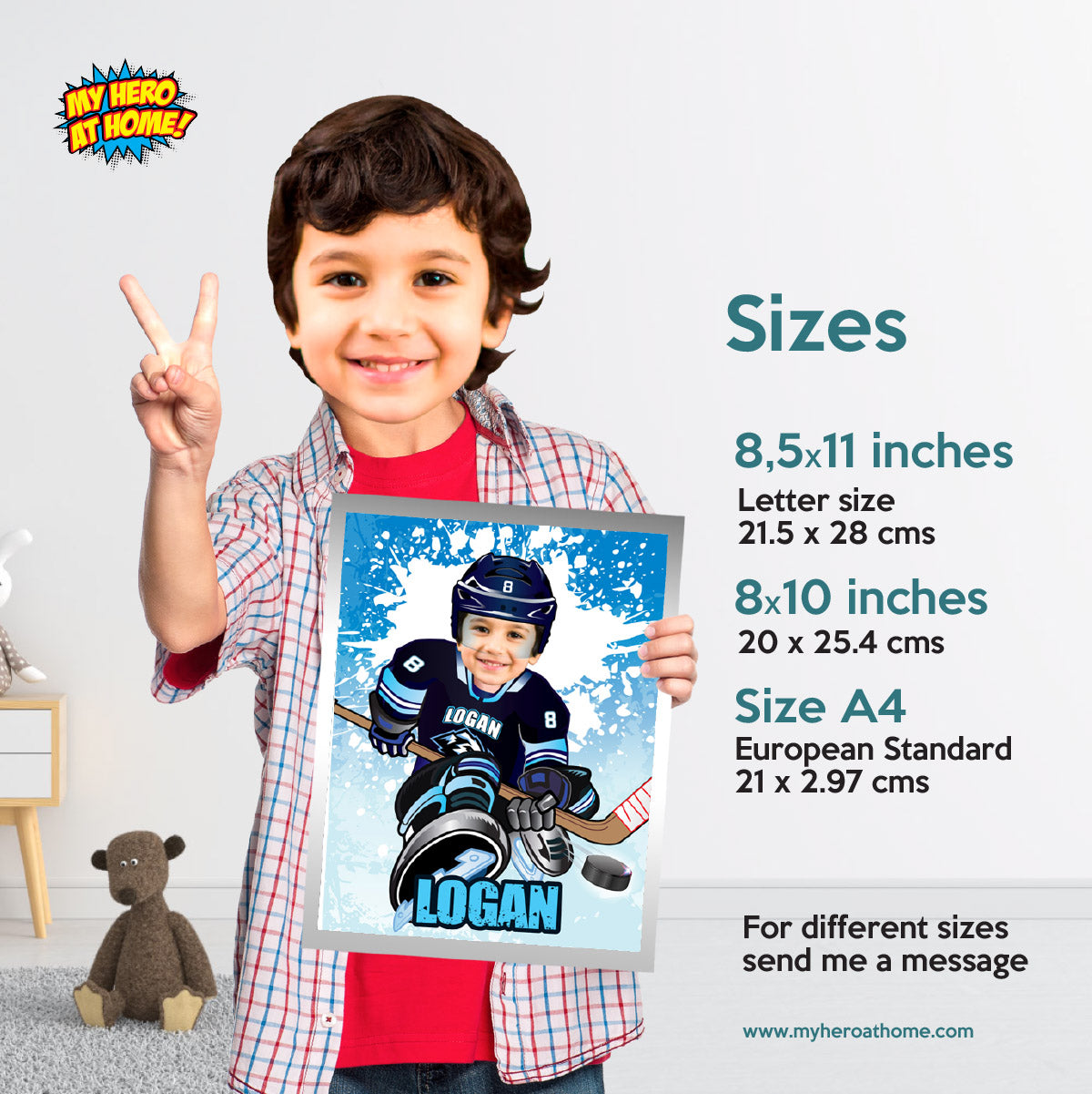 Hockey Utah Mammoth Print with kid as favorite player, Printable Hockey Personalized gifts  2431PS