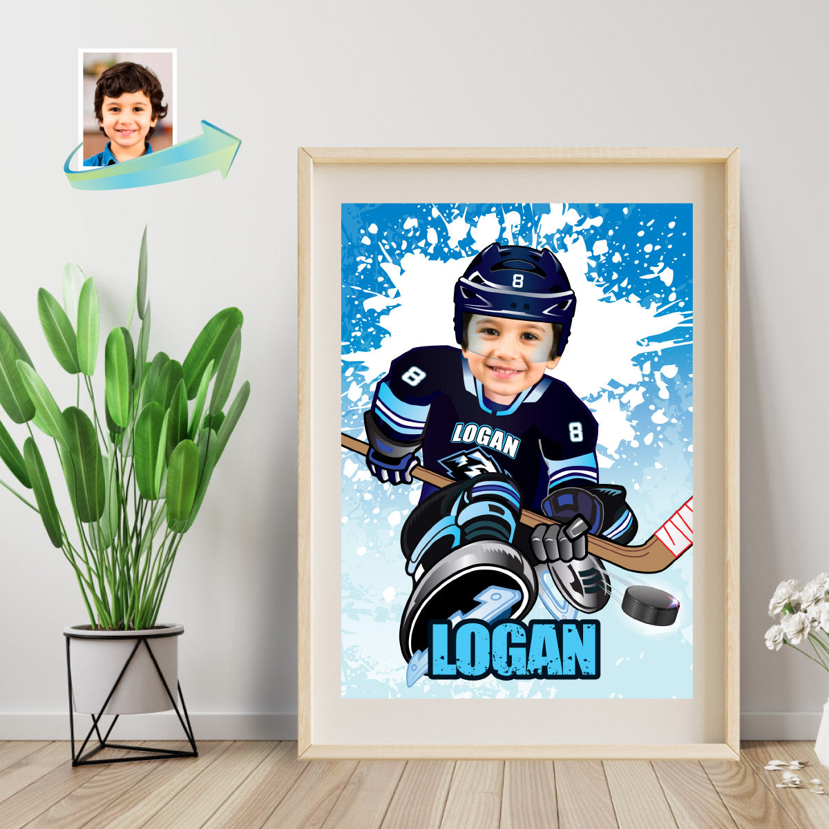 Hockey Utah Mammoth Print with kid as favorite player, Printable Hockey Personalized gifts  2431PS