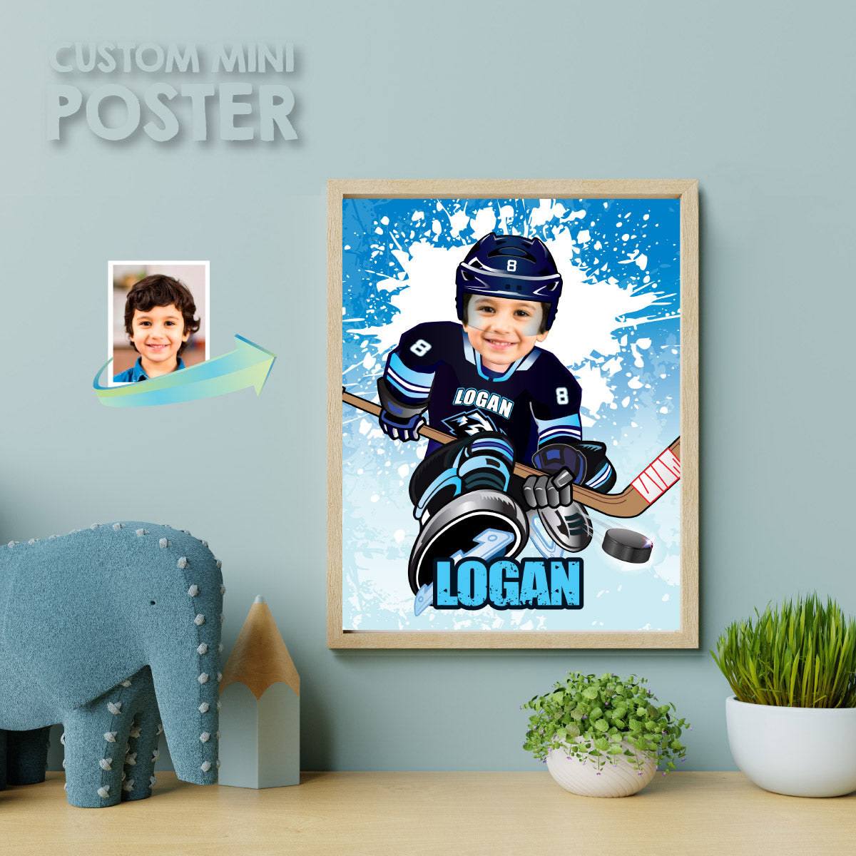 Hockey Utah Mammoth Print with kid as favorite player, Printable Hockey Personalized gifts  2431PS