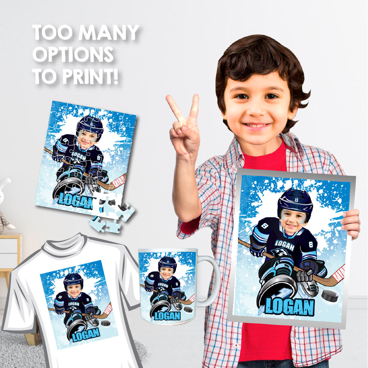 Hockey Utah Mammoth Print with kid as favorite player, Printable Hockey Personalized gifts  2431PS