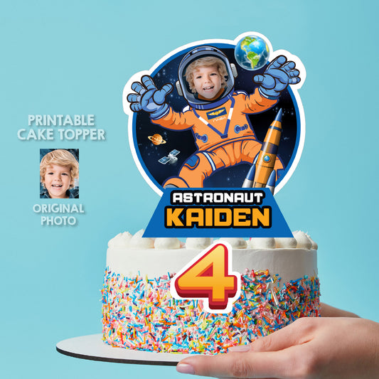 Custom Astronaut Cake topper featuring your birthday kid, Artemis Mission Cake. 2438CT1