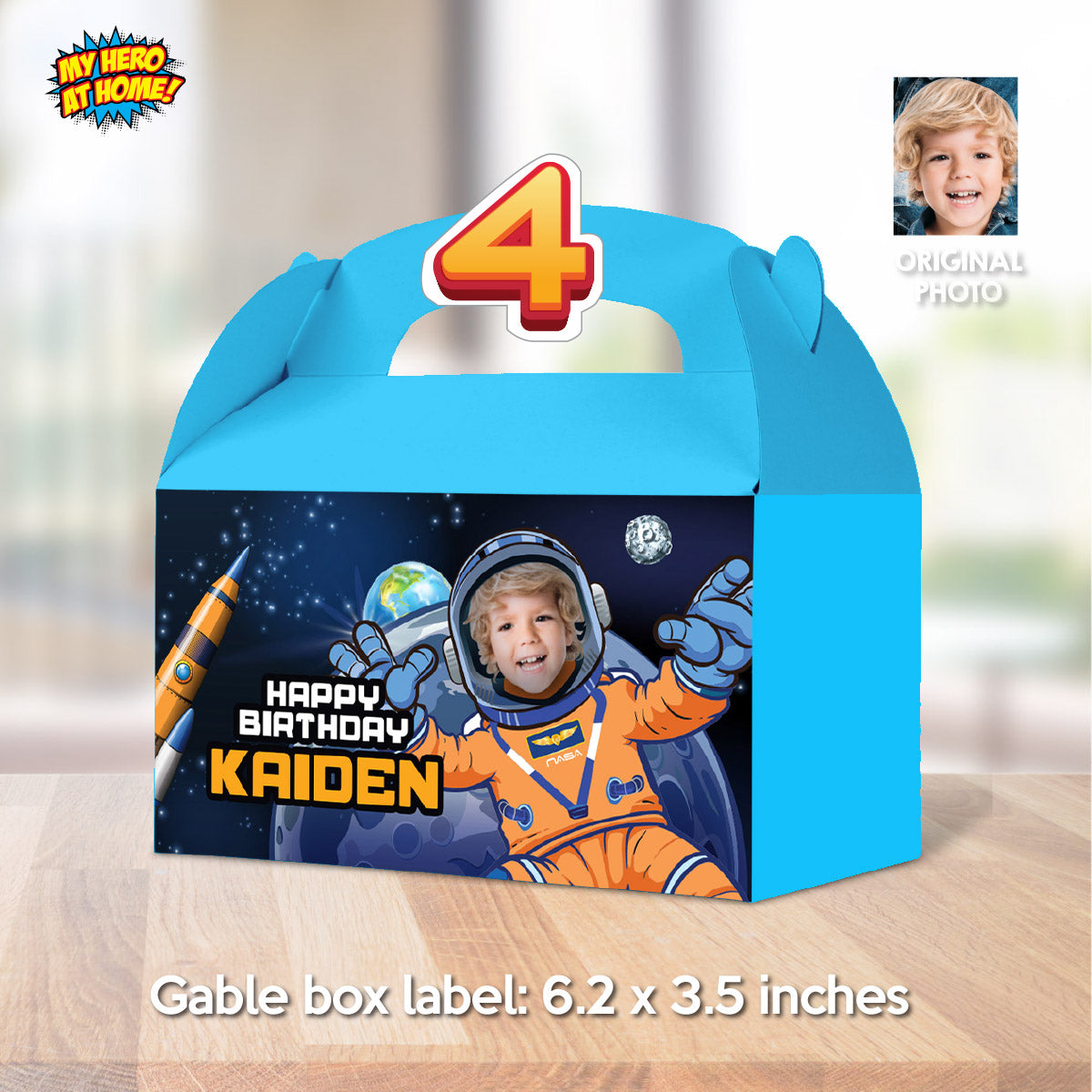 Custom Astronaut Mission Gable Box with photo, Artemis Candy Gifts Boxes. 2438GB