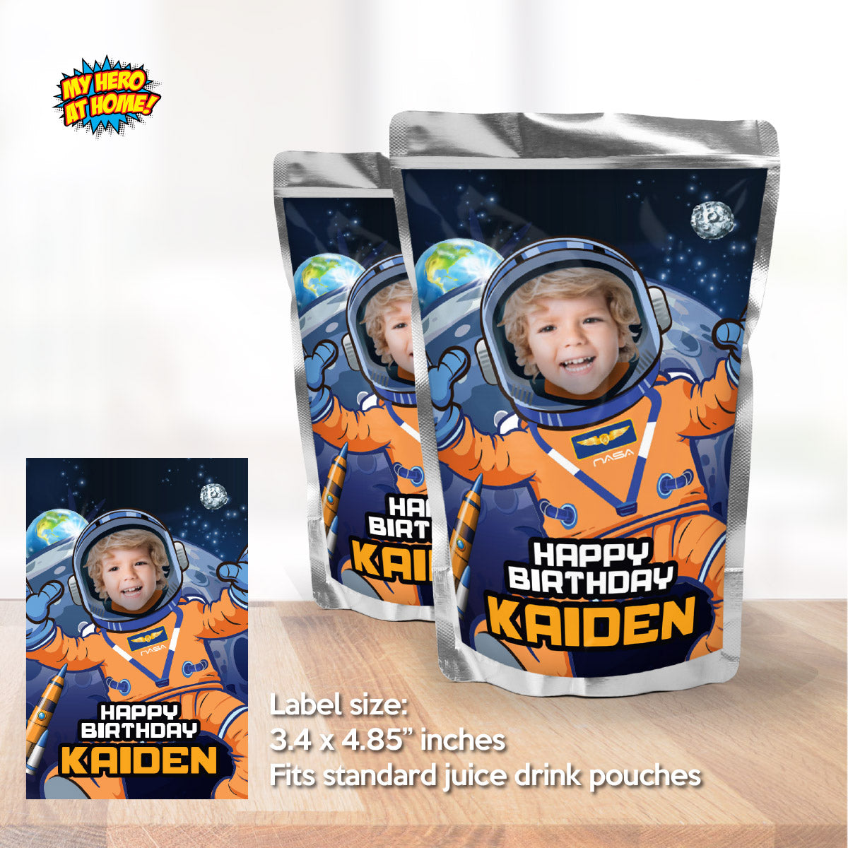 Astronaut Water And Juices Labels with Photo, Astronauts Hydration Station (Digital). 2438WJ