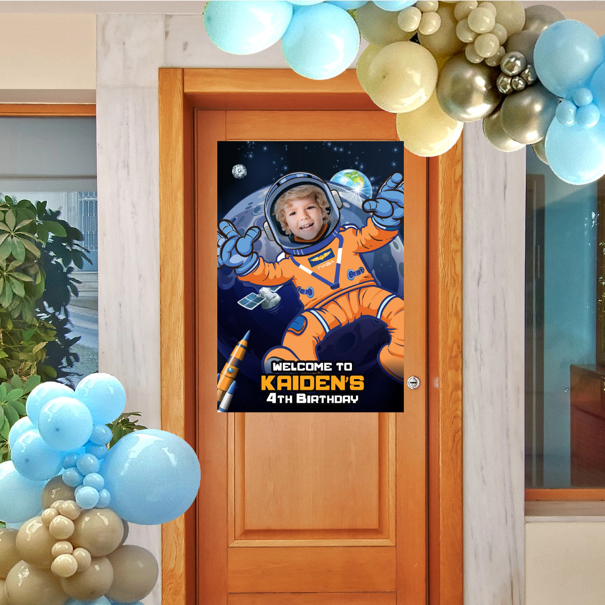 Astronaut Artemis Welcome sign with photo, Artemis Inspired Birthday Decor. 2438WS