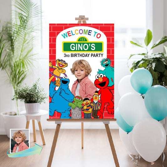 Personalized Sesame Street Welcome Sign Birthday with photo. 2447WS1