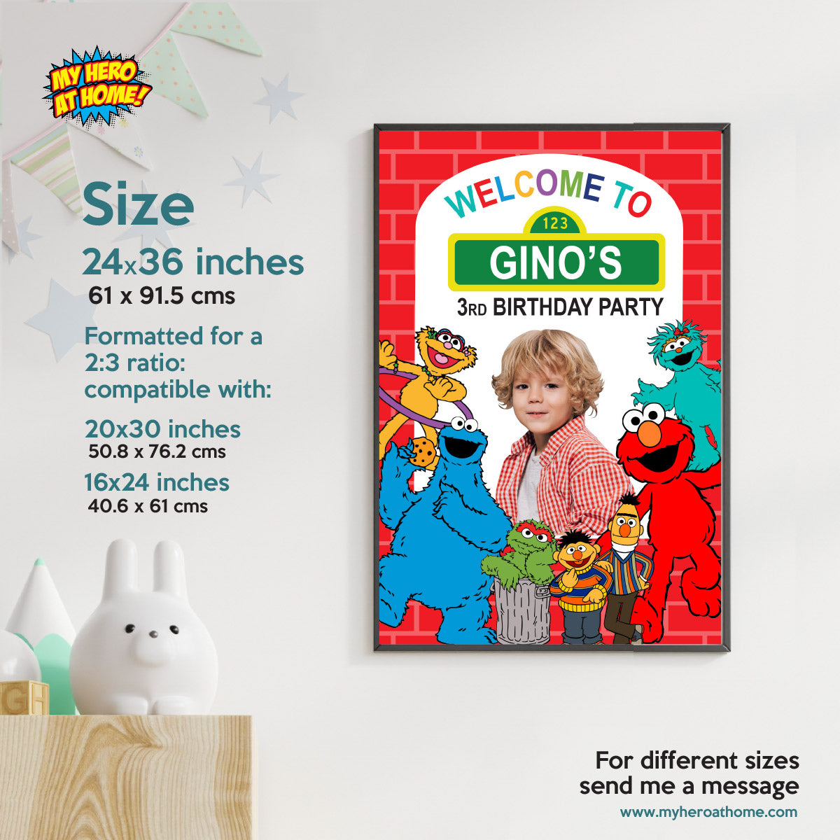 Personalized Sesame Street Welcome Sign Birthday with photo. 2447WS1