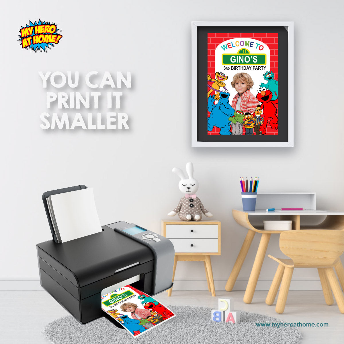Personalized Sesame Street Welcome Sign Birthday with photo. 2447WS1