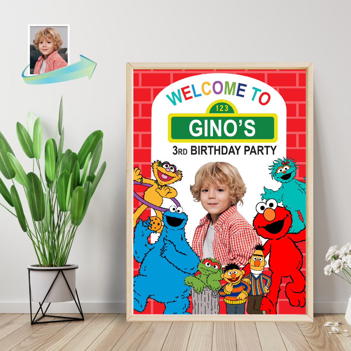 Personalized Sesame Street Welcome Sign Birthday with photo. 2447WS1