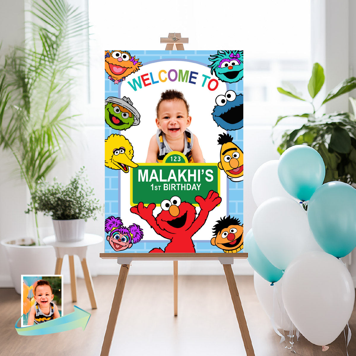 Welcome Sign for a Sesame Street Birthday with Kid as the Star. 2447WS2