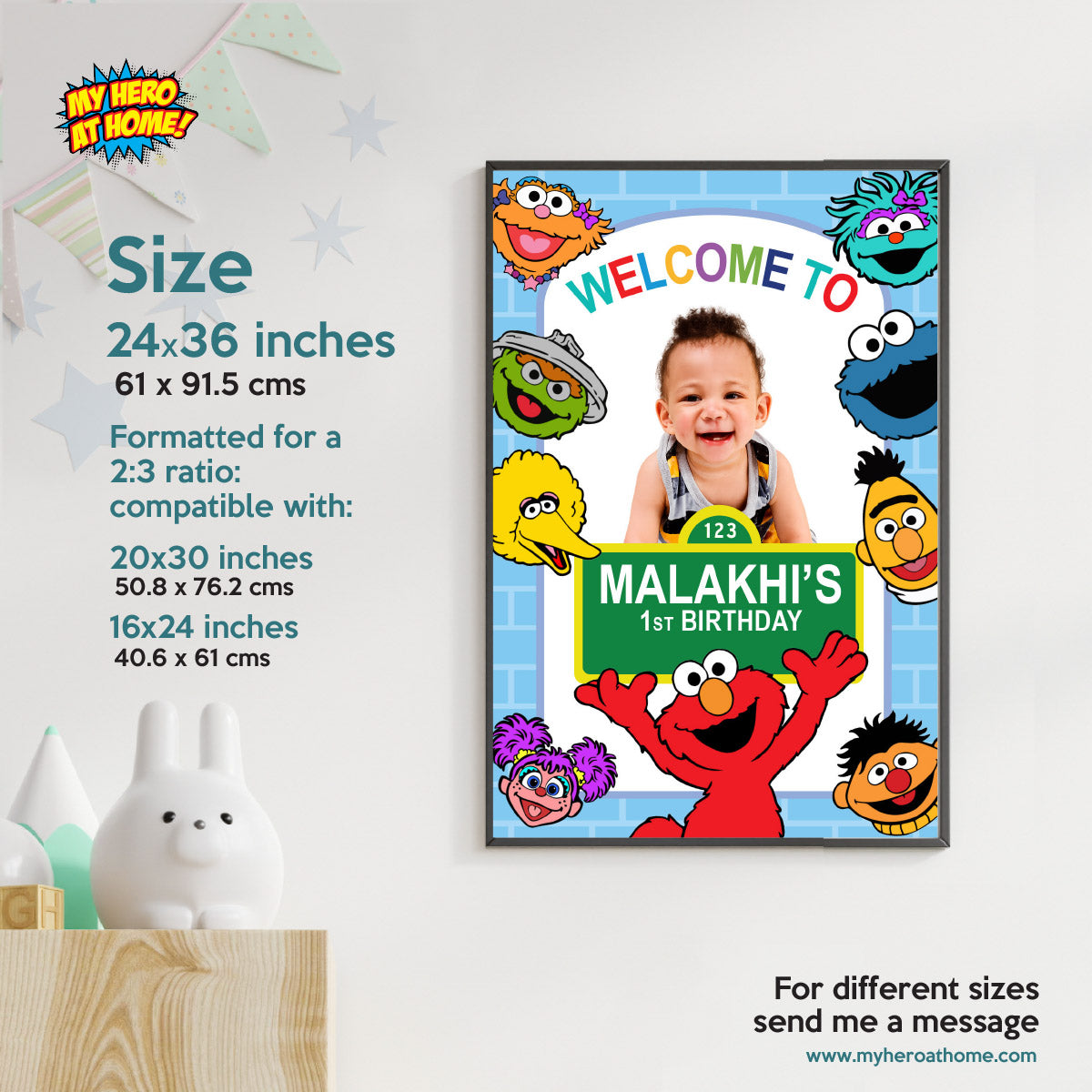 Welcome Sign for a Sesame Street Birthday with Kid as the Star. 2447WS2