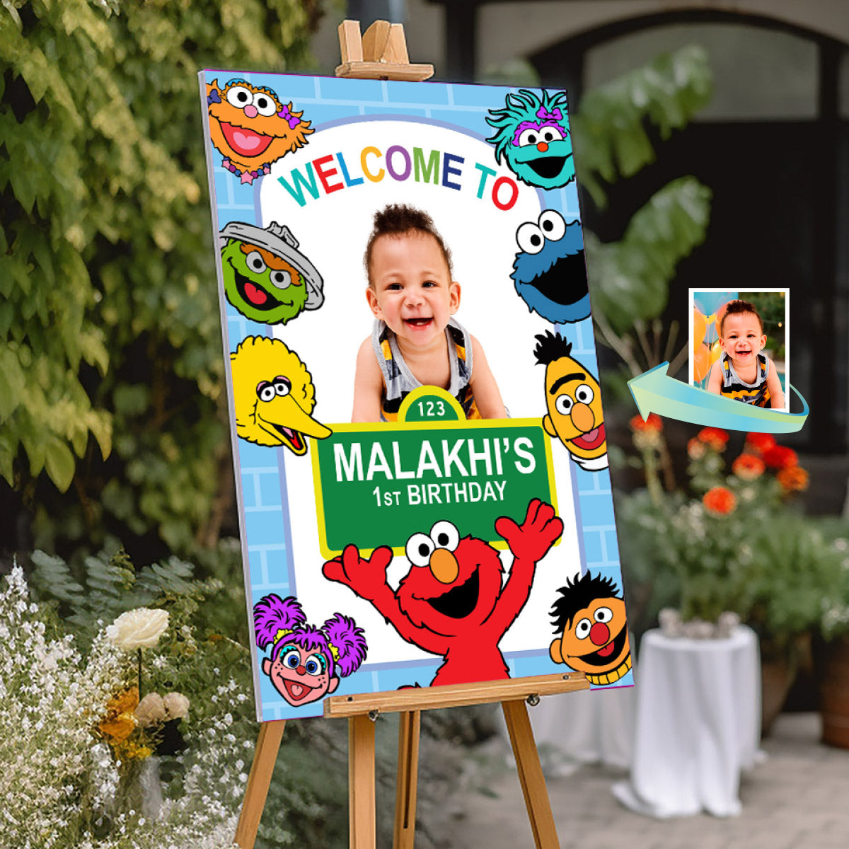 Welcome Sign for a Sesame Street Birthday with Kid as the Star. 2447WS2