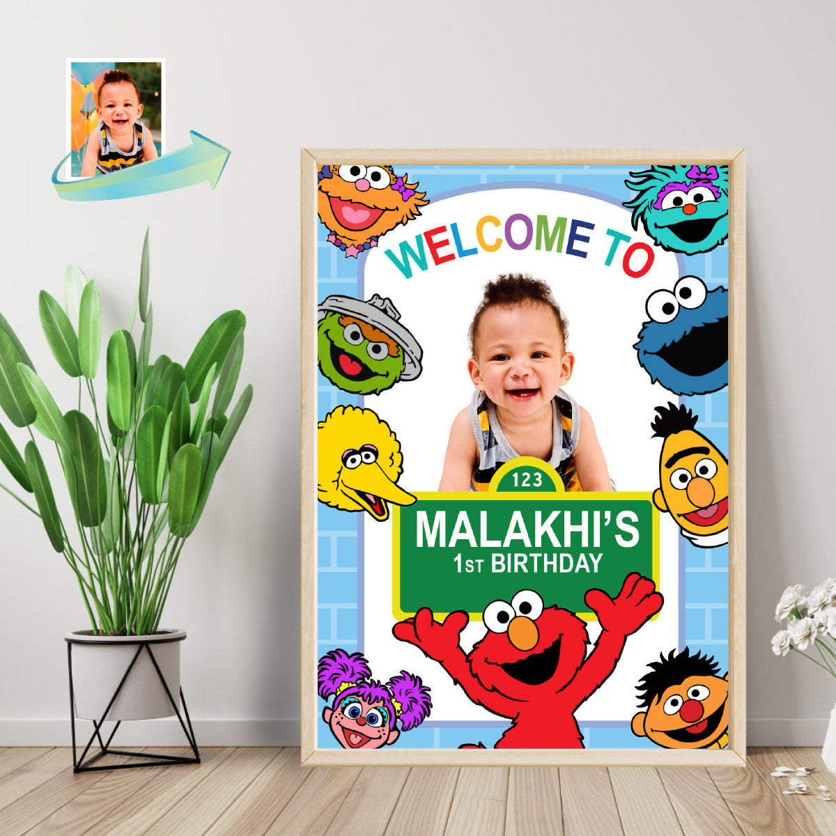 Welcome Sign for a Sesame Street Birthday with Kid as the Star. 2447WS2