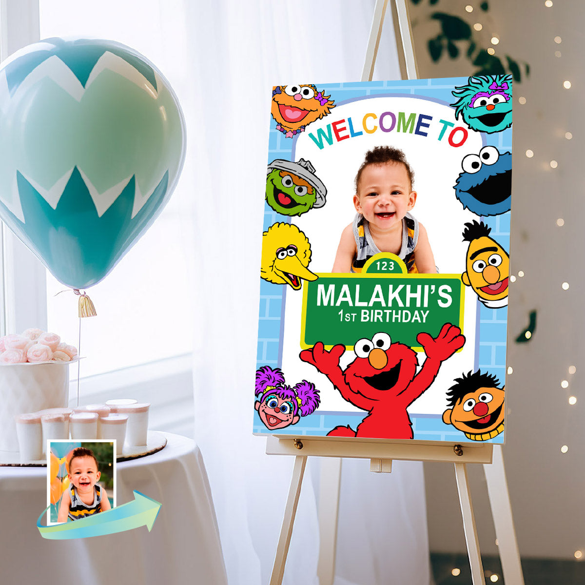 Welcome Sign for a Sesame Street Birthday with Kid as the Star. 2447WS2
