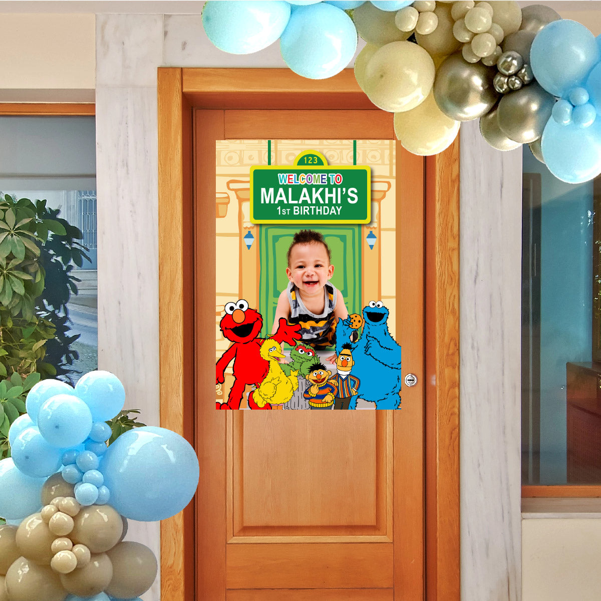 Sesame Street Welcome Sign Featuring Birthday Kid as the Star. 2447WS3