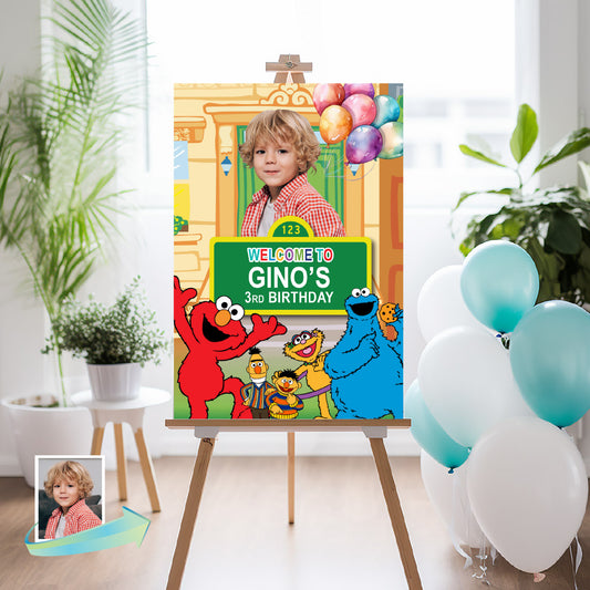 Custom Sesame St Welcome Sign Featuring Birthday Child as the Star. 2447WS4