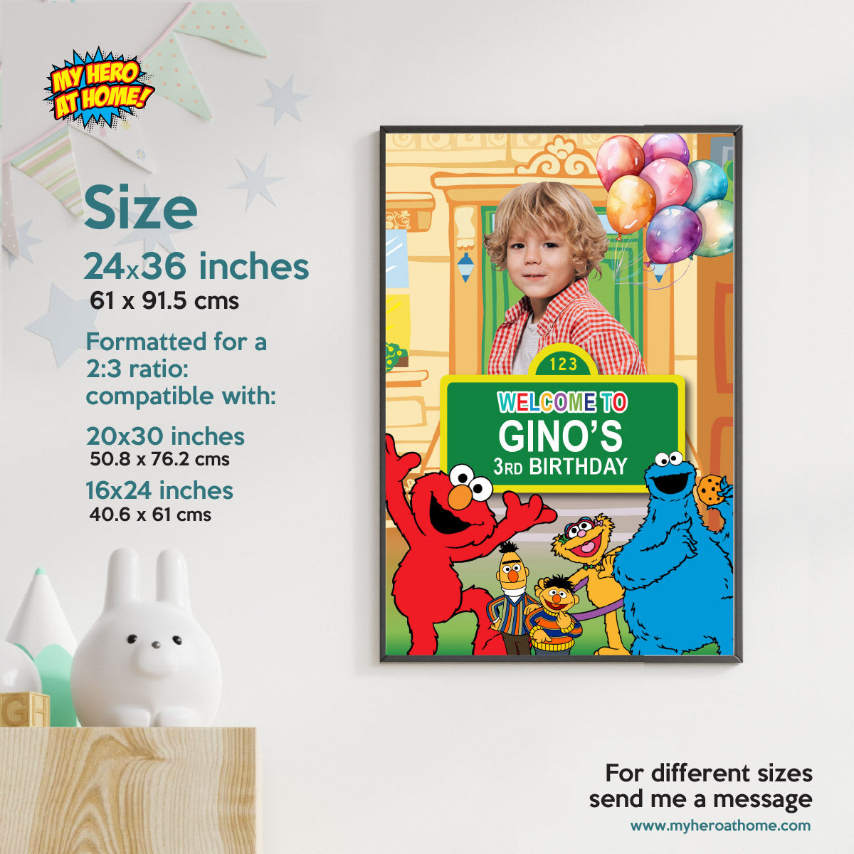 Custom Sesame St Welcome Sign Featuring Birthday Child as the Star. 2447WS4