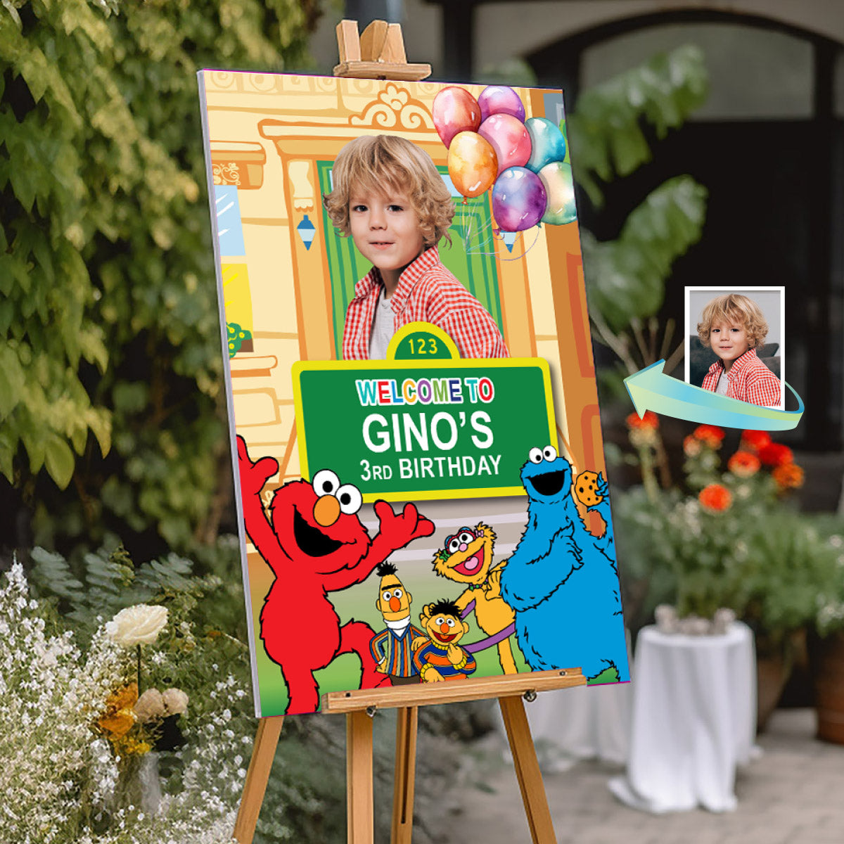 Custom Sesame St Welcome Sign Featuring Birthday Child as the Star. 2447WS4