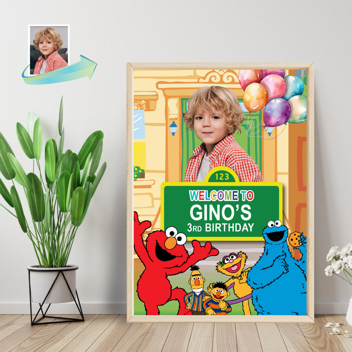 Custom Sesame St Welcome Sign Featuring Birthday Child as the Star. 2447WS4