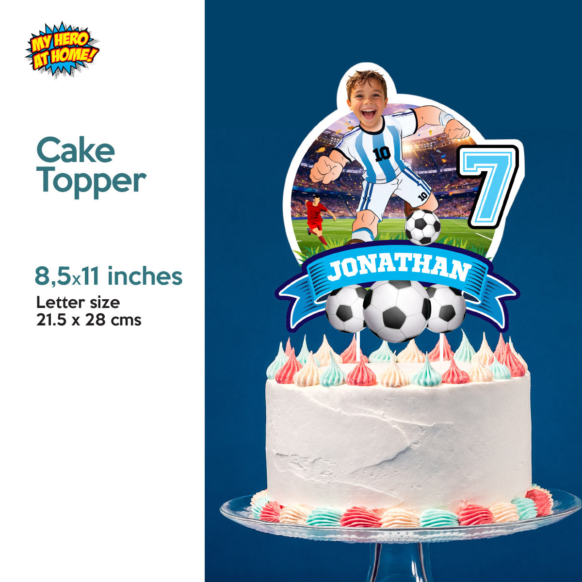 Personalized bundle for an Argentina soccer themed birthday Party with kid as Messi. 2456B2