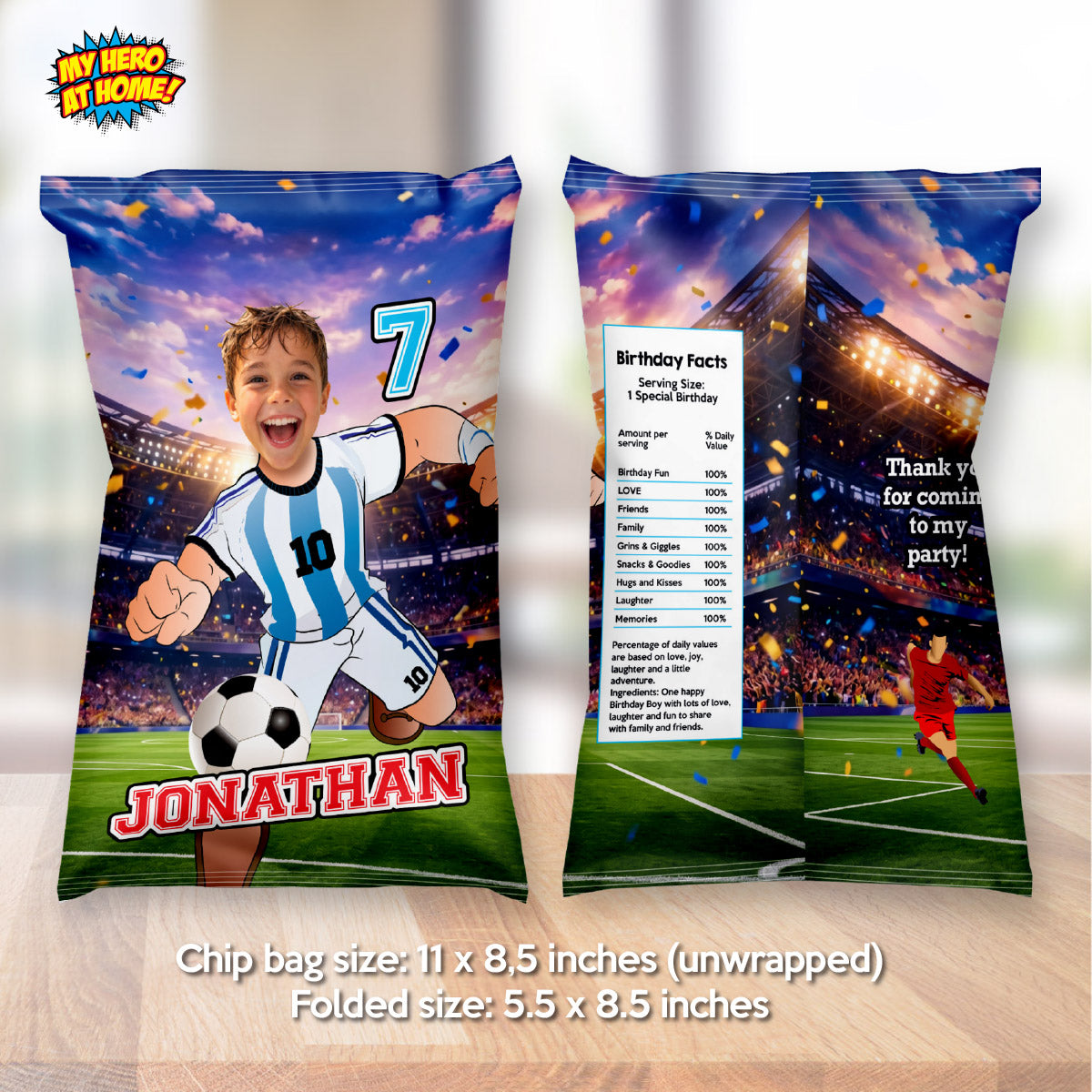 Argentina Soccer Messi snacks bags labels, Chip Bag wrappers with kid as Messi. 2456CB