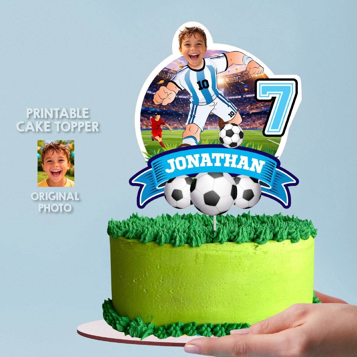 Matching Birthday Items For A Messi Soccer Table Party, Cake, Drinks, Chips, Favors. 2456B1