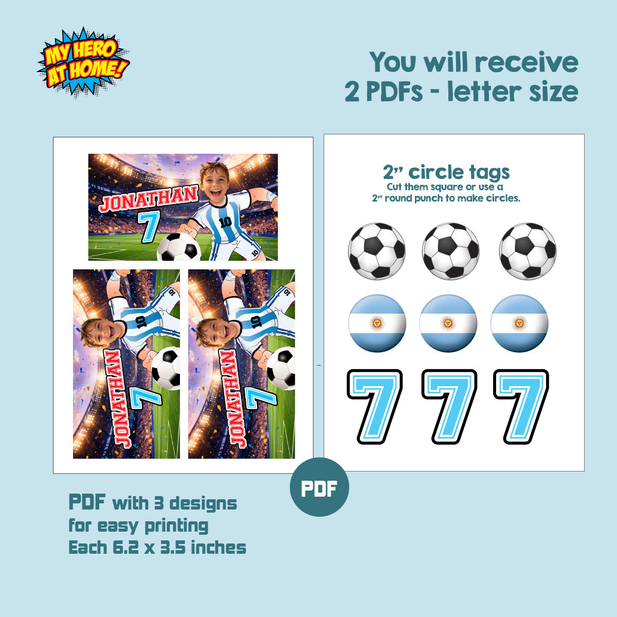 Matching Birthday Items For A Messi Soccer Table Party, Cake, Drinks, Chips, Favors. 2456B1