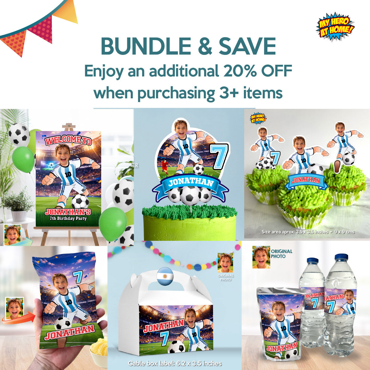 Soccer Argentina Welcome Sign with kid as Messi, Futbol Party Entrance Sign. 2456WS1